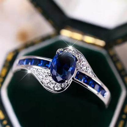 Anello Flow Zaffiro | Oro Bianco