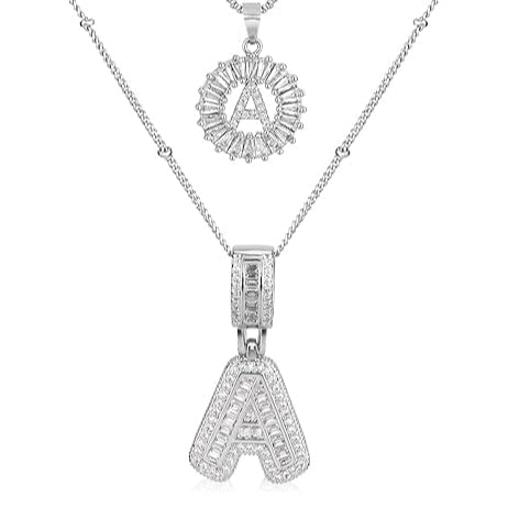 Collana con Iniziale Pavé | Oro Bianco