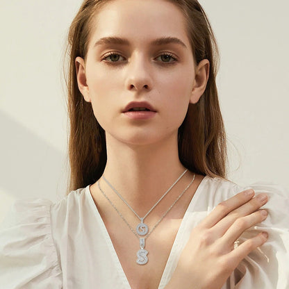 Collana con Iniziale Pavé | Oro Bianco