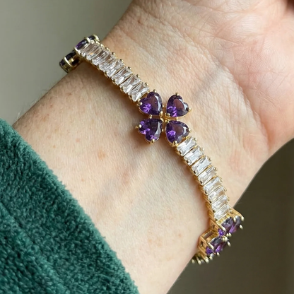Bracciale Cuore di Trifoglio Ametista | Oro