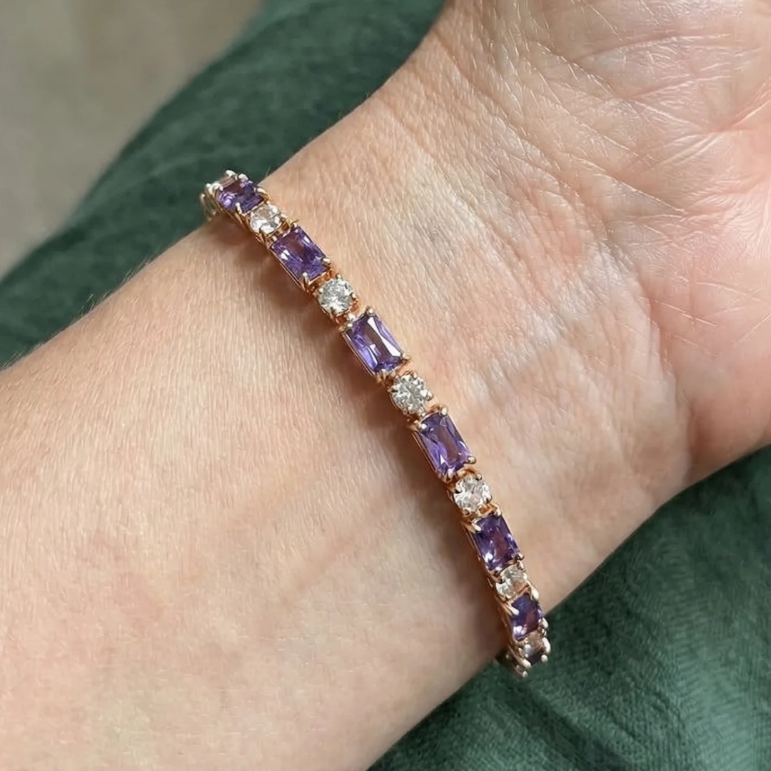Bracciale Tennis Prisma Ametista | Oro Rosa