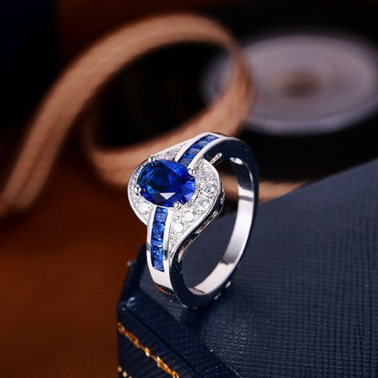 Anello Flow Zaffiro | Oro Bianco