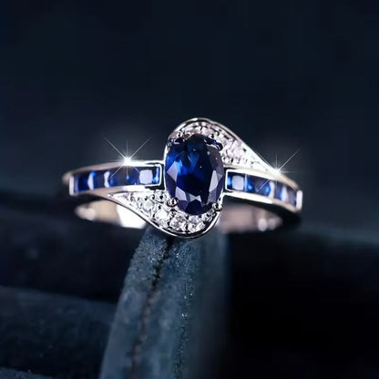 Anello Flow Zaffiro | Oro Bianco