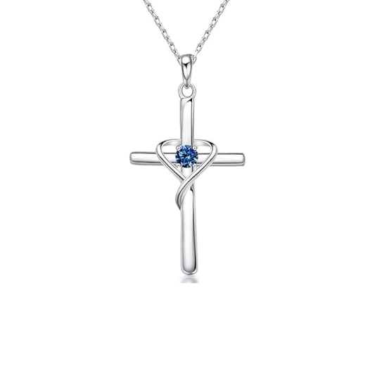 Collana Croce Zaffiro | Oro Bianco
