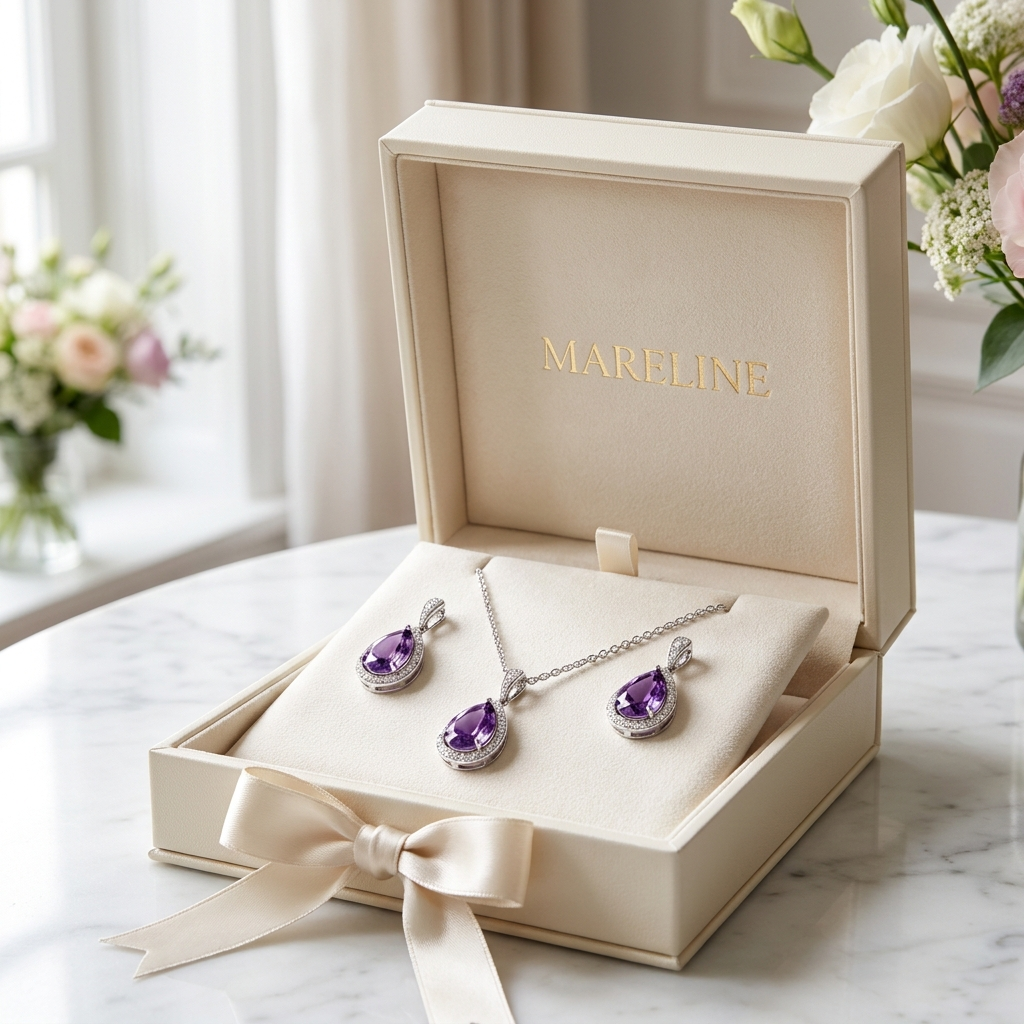 Parure améthyste — écrin Mareline